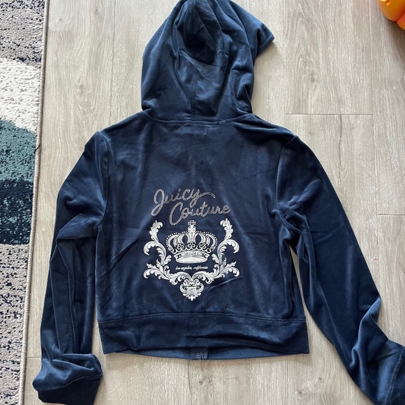 Juicy Couture Bling Velour Logo Tracksuit Set in Regal Blue Navy - Picture 2 of 7